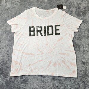 Bride‎ Tie-Dye Graphic T-Shirt Womens 1X Pink White Grayson/Threads Cotton Blend
